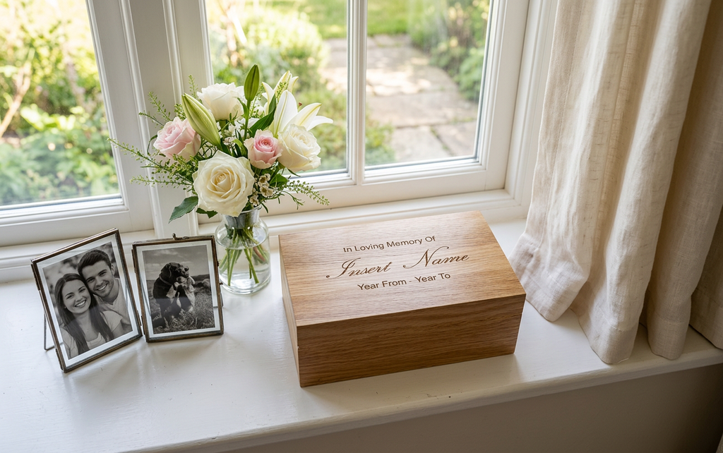 Memorial Stones in an engraved oak case
